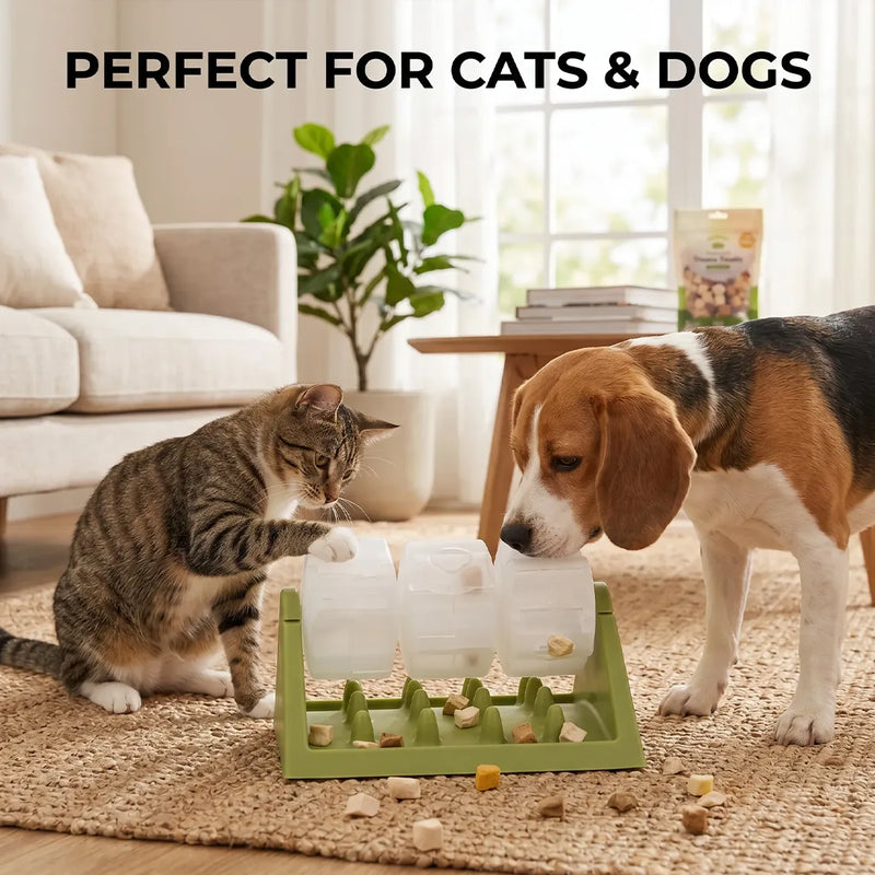 360° Rotating Puzzle Dog Bowl Slow Feeder Anti Bloat Gulp Interactive Feed Dish-green