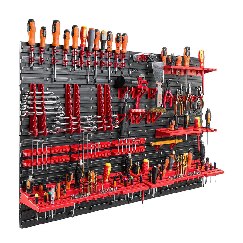 WALL MOUNTED TOOL PEG BOARD SET GARAGE STORAGE BINS WORKSHOP RACK SHED ORGANISER