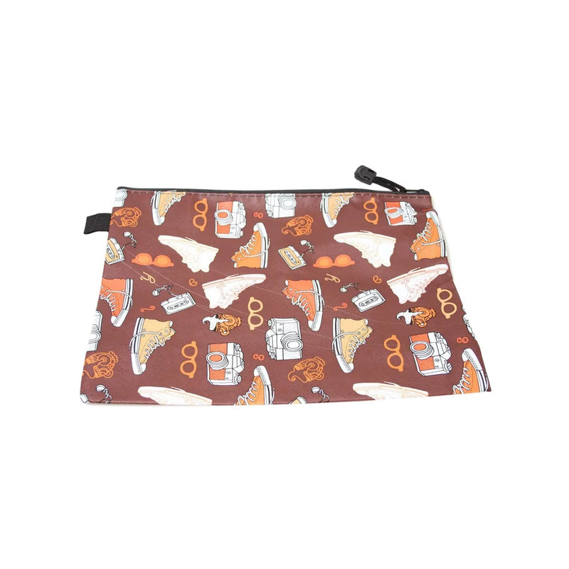 Fake Leather Pencil Case Shoe Print Assorted Colours
