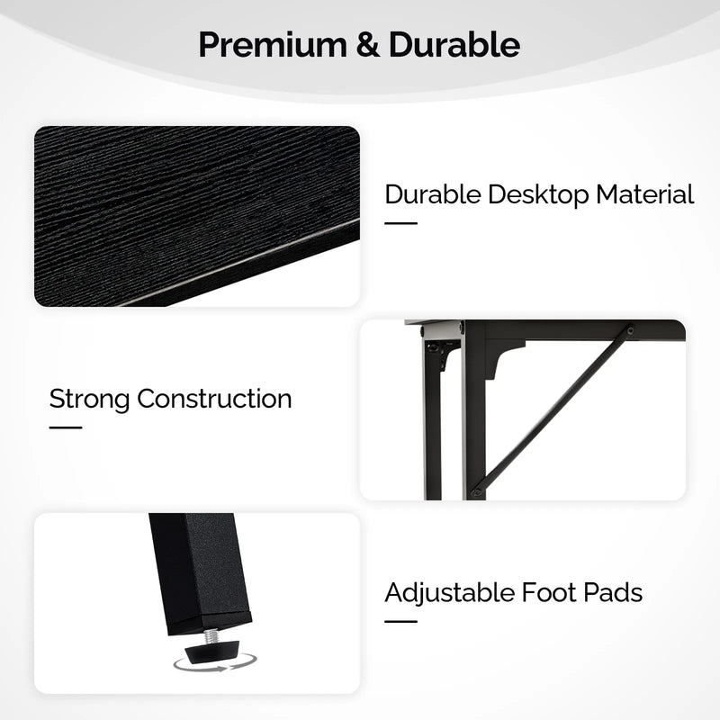 43-Inch Bar Table (Black) - 209 lbs Capacity Pub Height Table with Durable MDF Top & Metal Frame, Ideal for Kitchen/Bar Counte