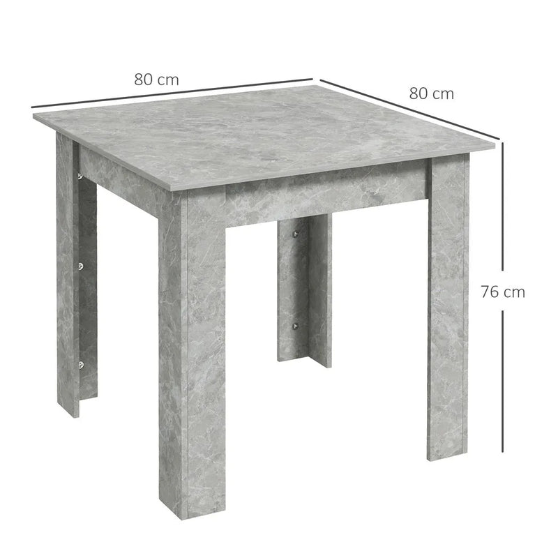 HOMCOM Square Dining Table, Modern Small Dining Table with Faux Cement Effect, Space Saving, Cement Grey