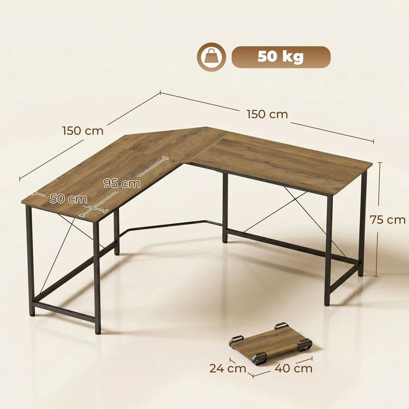 HOMCOM Corner L-Shape Computer Desk PC Workstation Writing Gaming Table Home Office