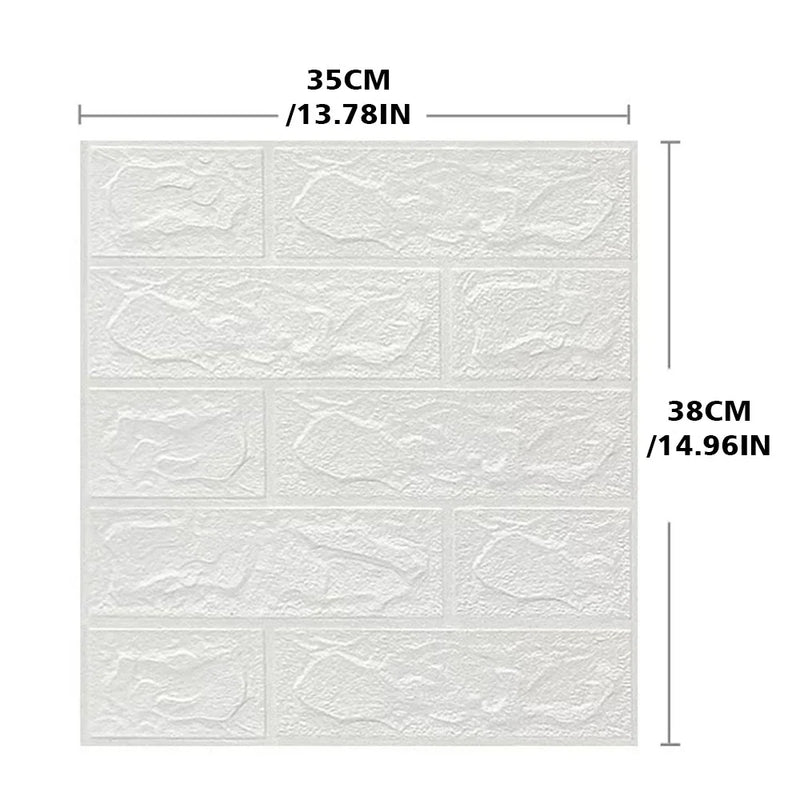 60PCS 3D Tile Brick Wall Sticker Self-adhesive Waterproof Foam Panel Wallpaper-white 30PCS
