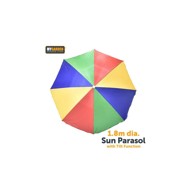 Beach Umbrella Parasol With Tilt Function Rainbow Colour