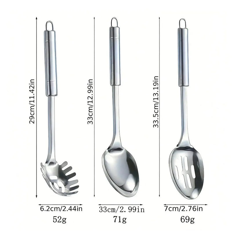 9Pcs Stainless Steel Cooking Utensil Set Heat-Resistant Metal Kitchen Tools UK