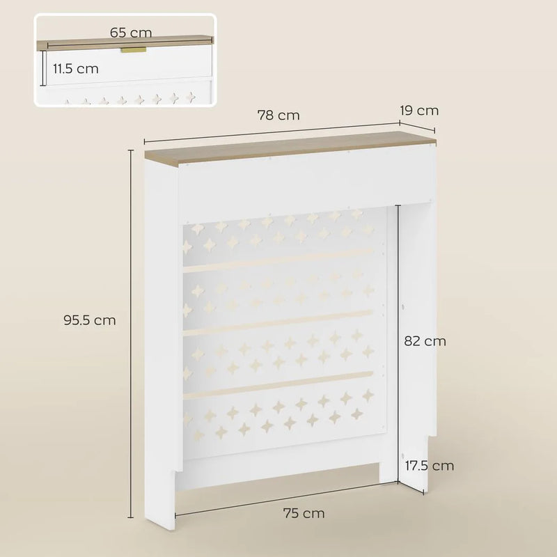 HOMCOM 78 x 19 cm Minimal Radiator Cover, with Drawer - White