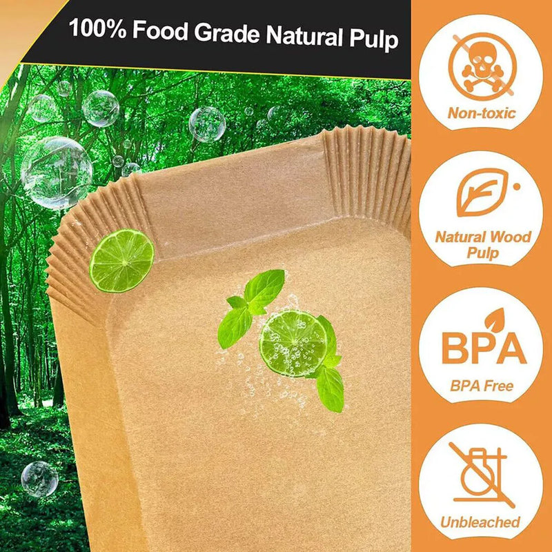 NEW 100*Air Fryer Paper+100*Circular Pad Paper Liners Disposable NonStick Parchment UK