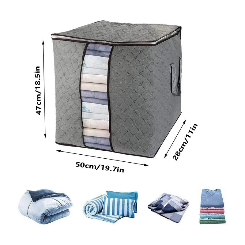 6 Pack 90L Storage Bags Zipped for Clothes, Bedding, Toys, Packing Moving Boxes-60*40*35 (horizontal)