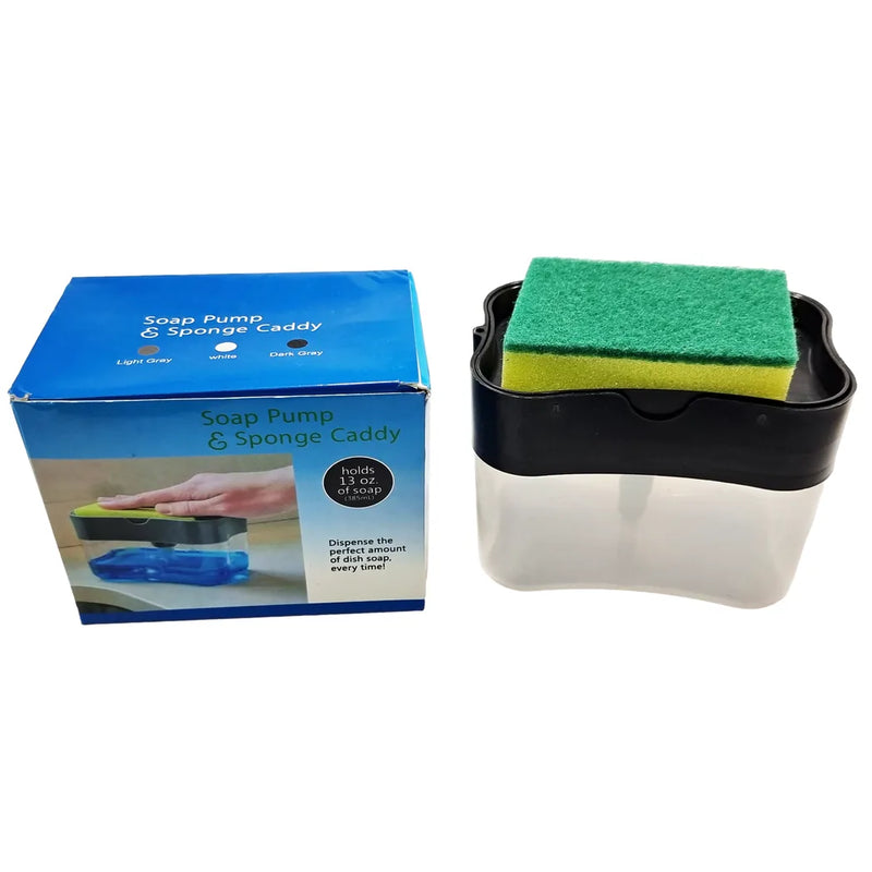 2 – In – 1 Counter Top Sink Soap Dispenser And Sponge Holder Caddy