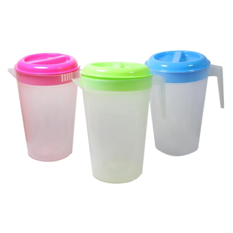 Plastic Water Kitchen Jug With Lid Assorted Colours