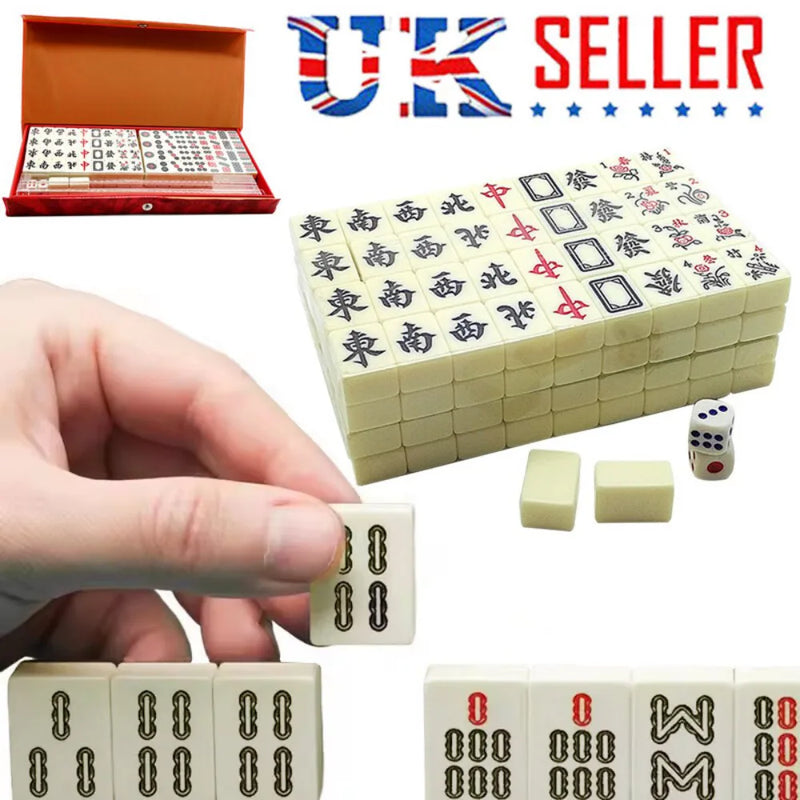Vintage Chinese Mahjong Set Traditional 146 Tiles Mah-Jong Game Set W/ Case Box