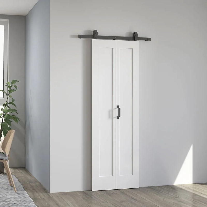 HOMCOM Slide Door, 70cm Modern Sliding Door Set Kit with Steel Rail, White