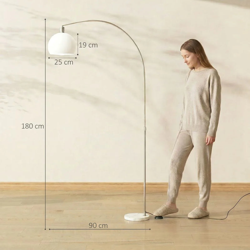 HOMCOM Floor Lamp for Living Room, Modern Standing Lamp with Shade & Foot Switch for Bedroom, Office, White