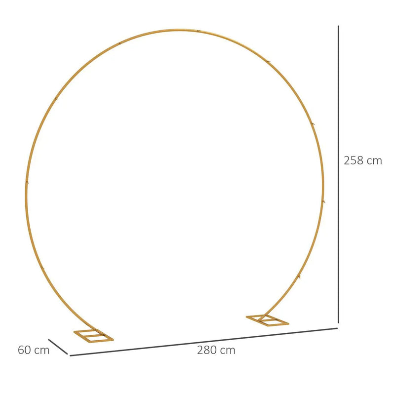 Outsunny 280cm Gold Backdrop Stand, Round Metal Wedding Arch for Birthday Party, Bridal Shower, Graduation, Ceremony