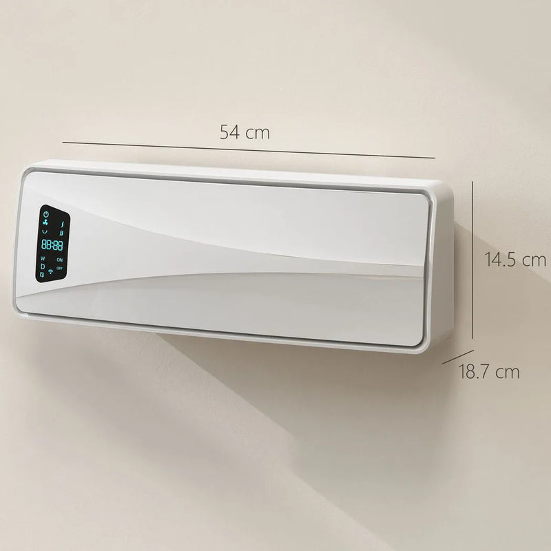 HOMCOM 2000W Ceramic Electric Heater with Fan, Adjustable Thermostat, Wall Mounted - White