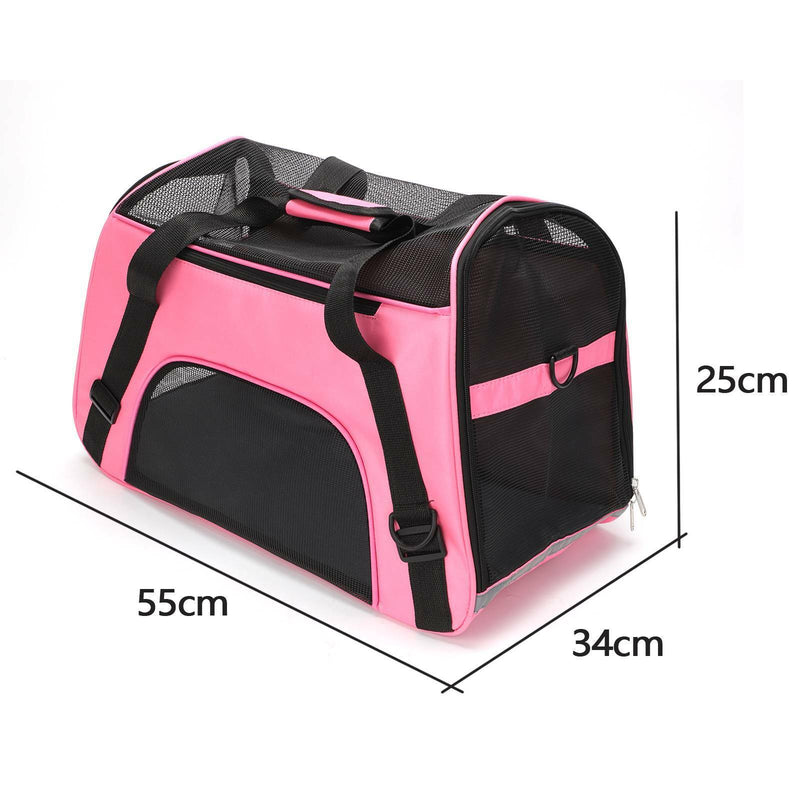 Large Pet Carrier Bag AVC Portable Soft Fabric Fold Dog Cat Puppy Travel Bag-Black