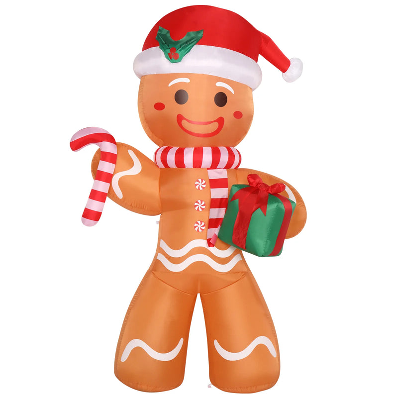 8ft 15W 5 LED Lights Gingerbread Man Holding Gift Garden Gingerbread Man Decoration