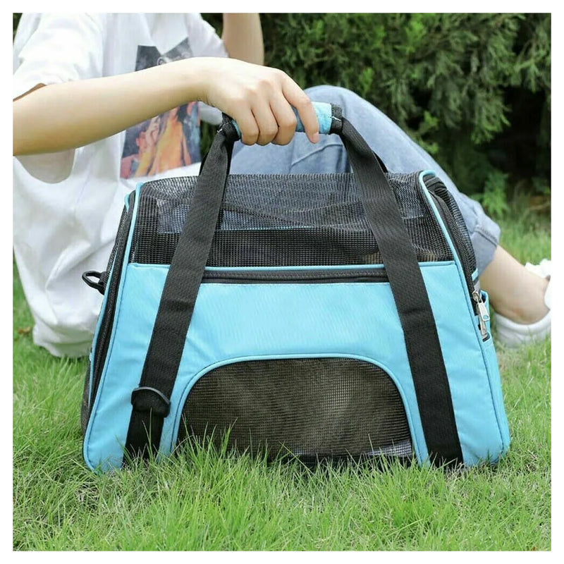 Large Pet Carrier Bag Portable Soft Fabric Folding Dog Cat Travel Bags-black