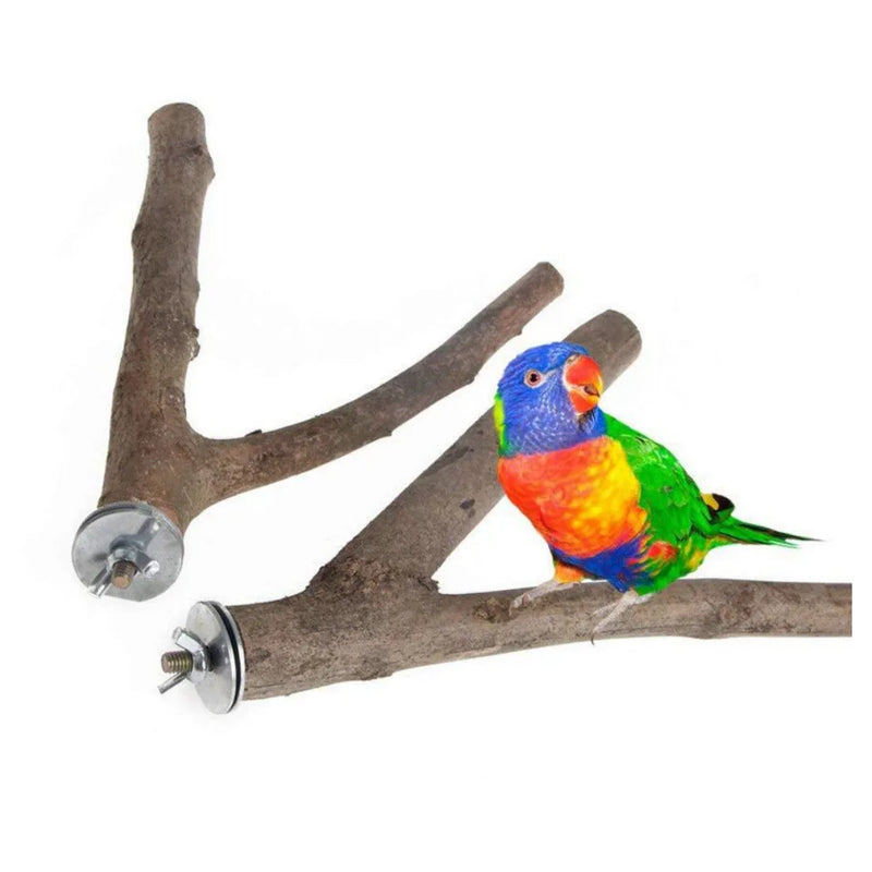2Pcs/Set WoodParrot Bird Stand Tree Branch Hanging Toys Cage Perches Pet Budgie