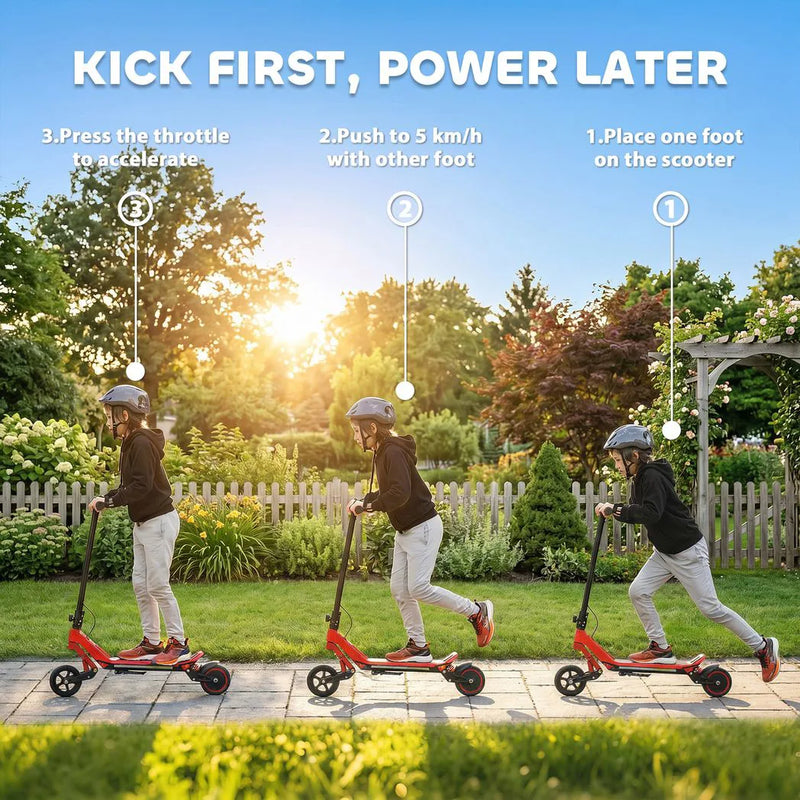 SPORTNOW Electric Scooter for Kids, Foldable E Scooter for Age Age 6 with LED Display, RGB lights, Up to 16km/h, Red