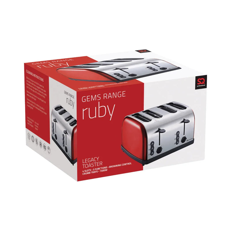 Sq Professional Gems Legacy 4 Slice Toaster 1500W Ruby