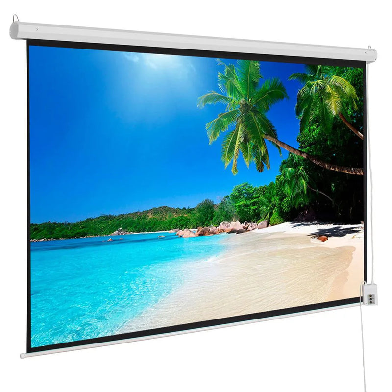 100in 220V Viewing Area Motorized Projector Screen with Remote Control Matte White