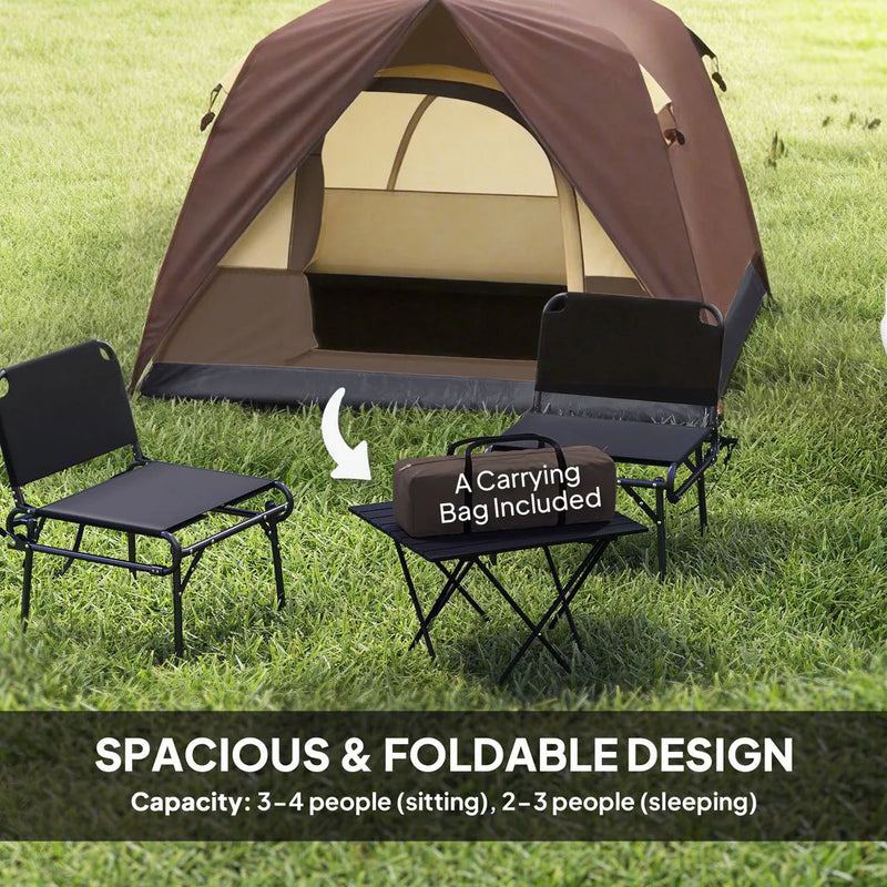 Outsunny Camping Tent, Easy Set Up 2-3 Man Tent with Sewn-in Groundsheet, 3000 mm Dome Tent w/ Mesh Windows, Brown