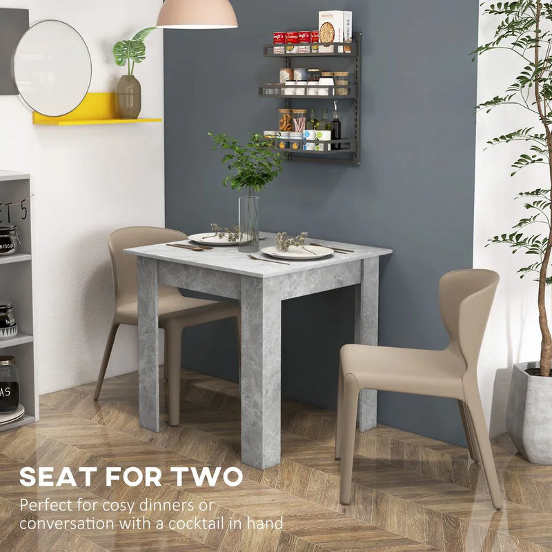 HOMCOM Square Dining Table, Modern Small Dining Table with Faux Cement Effect, Space Saving, Cement Grey
