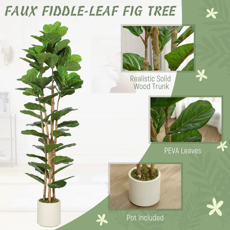 HOMCOM 180cm Artificial Fiddle Leaf Fig Tree - Green