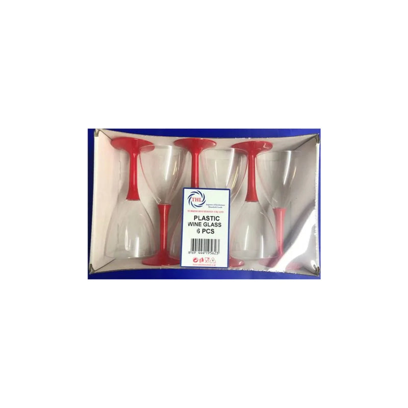 Plastic Wine Glasses With Red Stem Handle