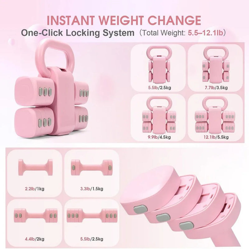 Multifunctional Dumbbells 2in 1 Home Dumbbell Kettlebells Adjustable Weight