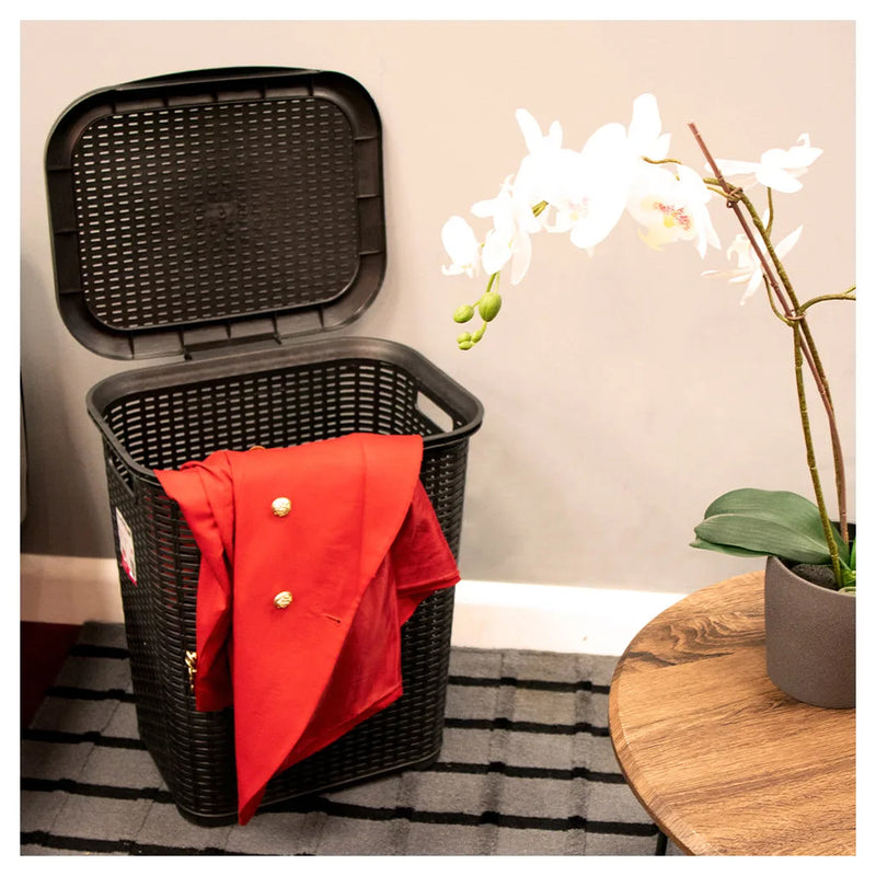 Tuffe x Plastic Rattan Laundry Basket 45L Assorted Colours