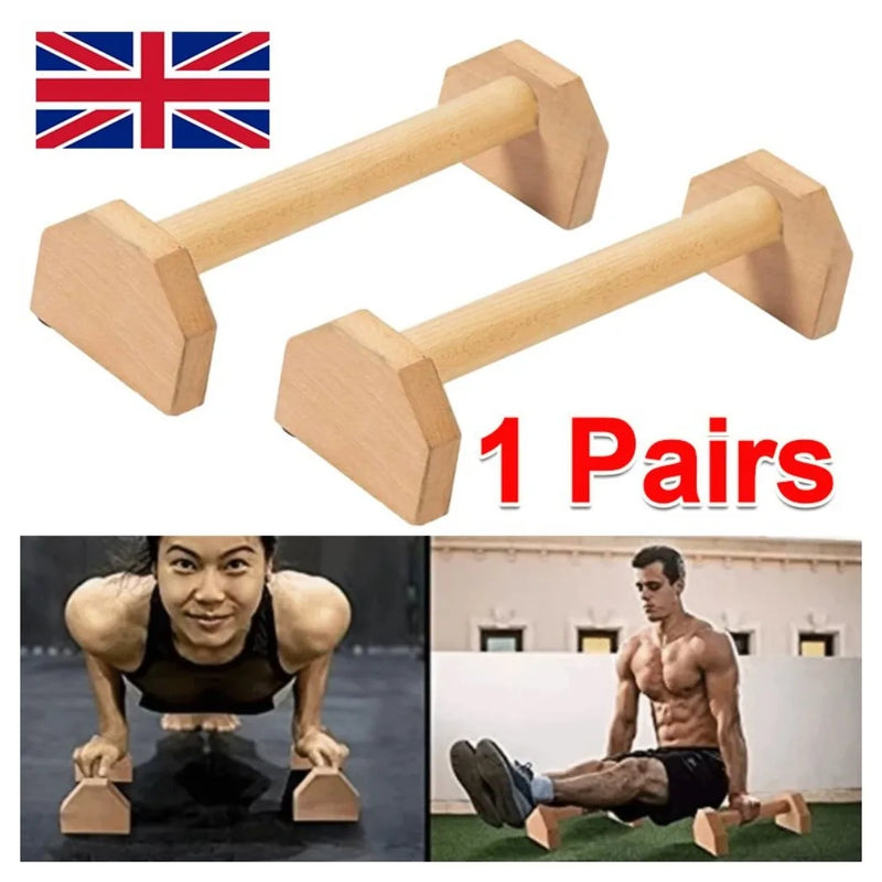 1 Pair 30cm Wooden Push up Bars Parallettes Bars Home Gym Workout Equipment