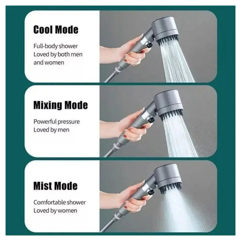 3 Modes Shower Head with Filter High Pressure Water Saving Massage Body Scalp UK