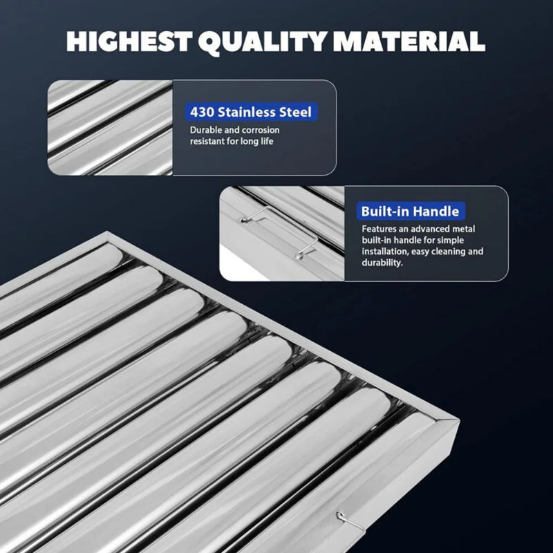 Canopy Grease Baffle Filter Stainless Steel Kitchen Extraction Hood 495x495mm