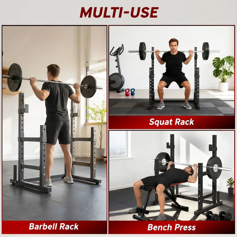 SPORTNOW Adjustable Squat Rack with Plate Holders, 300 kg Load