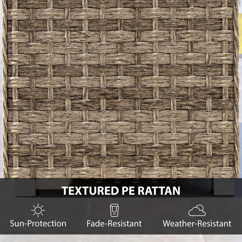 Outsunny Outdoor Coffee Table with Storage Shelf, PE Rattan Side Table with Slatted Top and Foot Pads, Light Brown