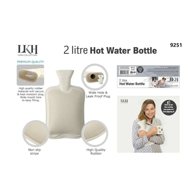 Rubber Hot Water Bottle 2.0L - 33 x 20 cm