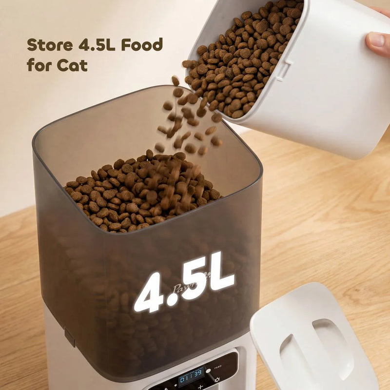 PawHut Programmable Automatic Cat Feeder with Timer Up to 6 Meals Per Day, 10s Voice Recorder, Portion Control