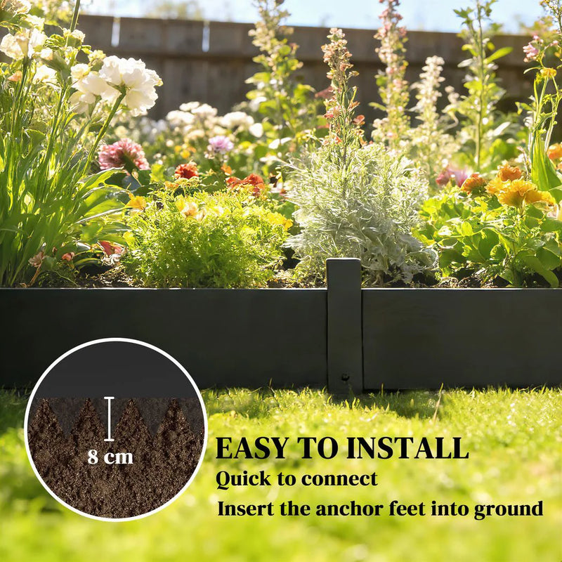 Outsunny 5pcs Garden Fence, Metal Picket Fence Panels, 102x20cm, Black