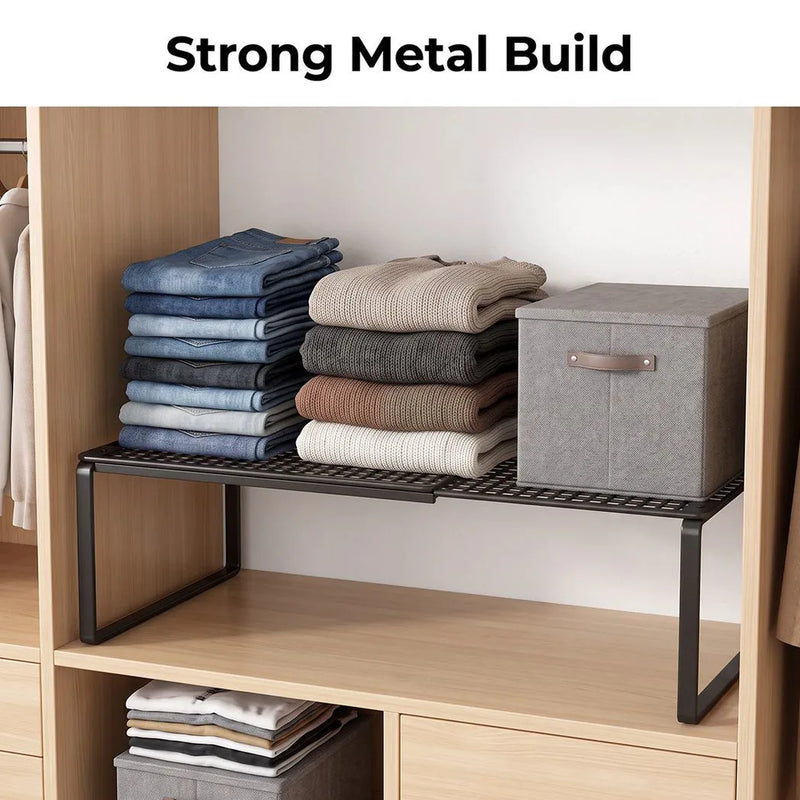 Extendable wardrobe tiered shelves, wardrobe storage rack,cabinet tiered shelves-38-62CM