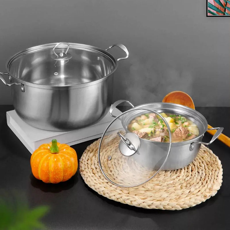 11PCS Induction Non Stick Stainless Steel Cookware Cooking Pot Pan With Lids Se