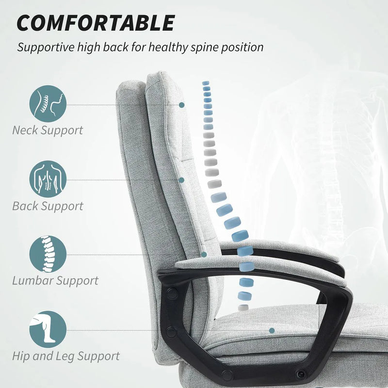 HOMCOM Linen-Look Double-Padded Office Chair - Grey
