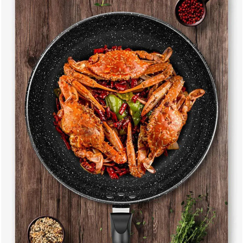 30CM Non-Stick Frying Pan Skillet Saute Pan Tempered Glass Lid Granite Coating