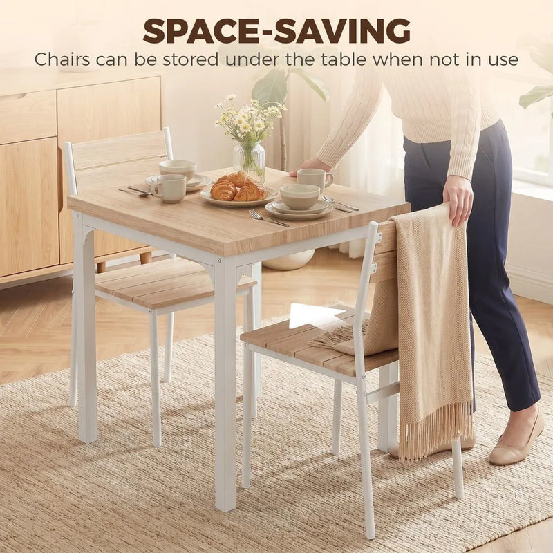 HOMCOM Three-Piece Minimal and Compact Dining Set, Oak Wood Effect