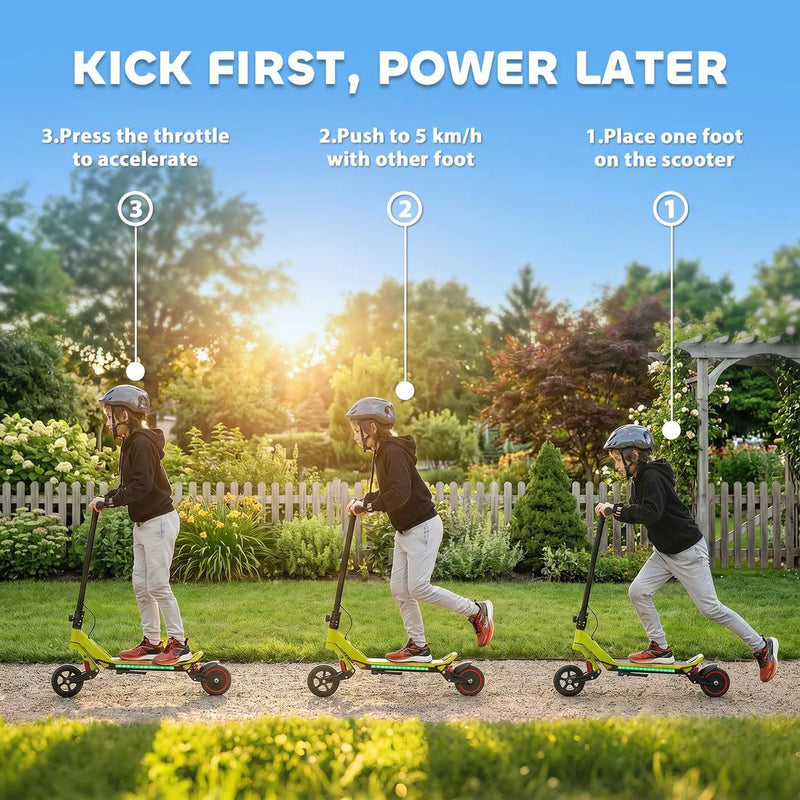 SPORTNOW Electric Scooter for Kids, Foldable E Scooter for Age Age 6 with LED Display, RGB lights, Up to 16km/h, Green