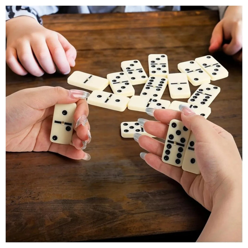 28Pcs Domino Set Professional Educational Double-Six Dominoes Wooden Box