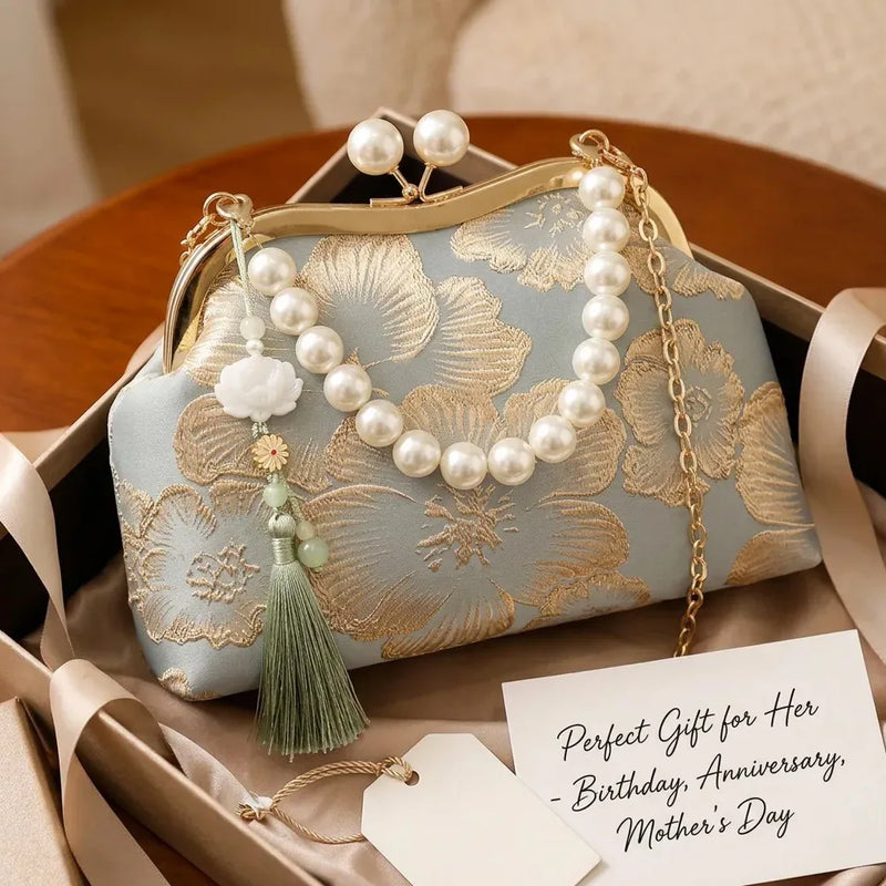 Pearl Embroidered Shoulder Bag Fashion Pearl Crossbody Bags for Woman Handbag