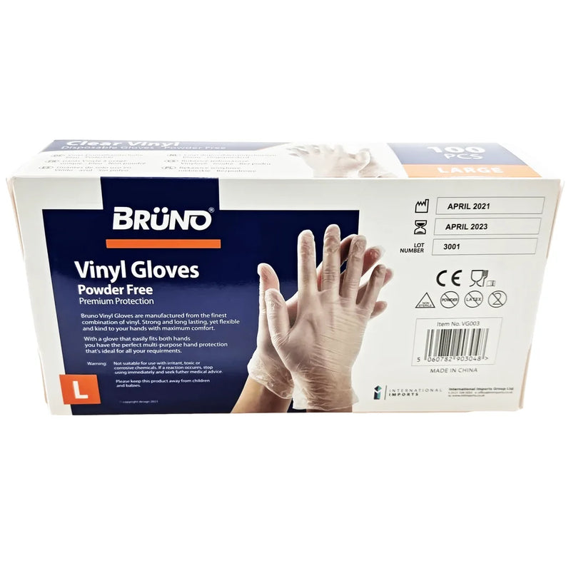 100 Large Disposable Vinyl Clear E x amination Gloves Powder Free Late x Free Gloves