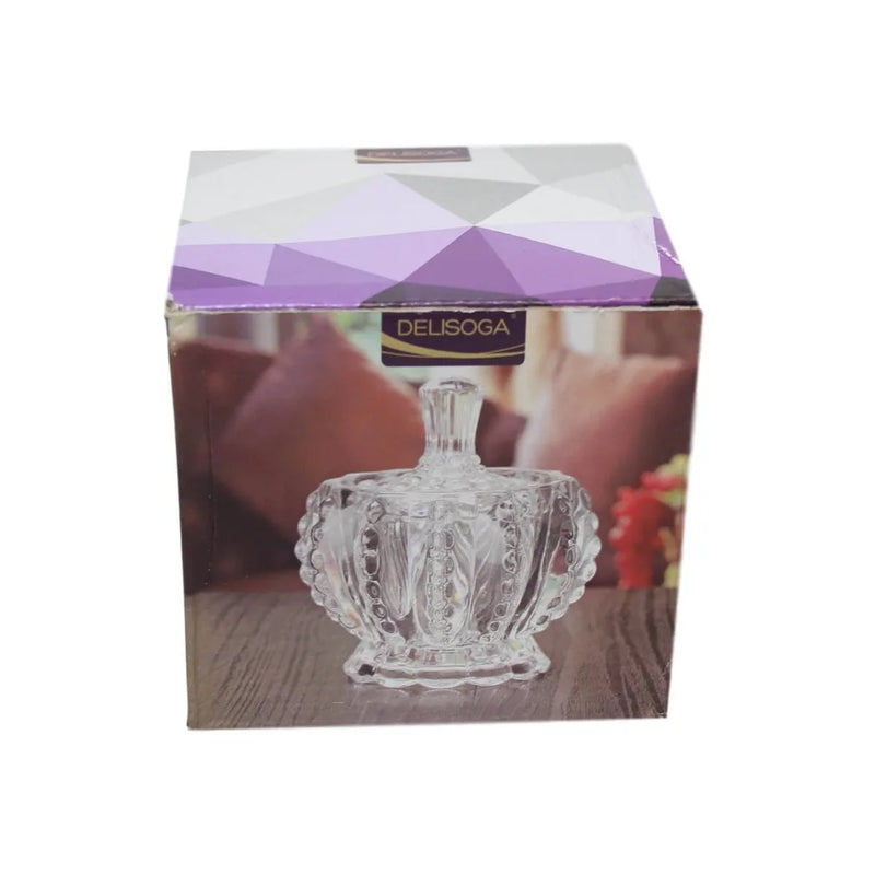 Crystal Glass Sweets Sugar Jar With Lid